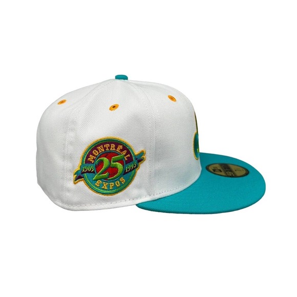 New Era 59Fifty Montreal Expos Teal Lime‎ Hat Men's Sz 7-1/2 - Picture 2 of 7